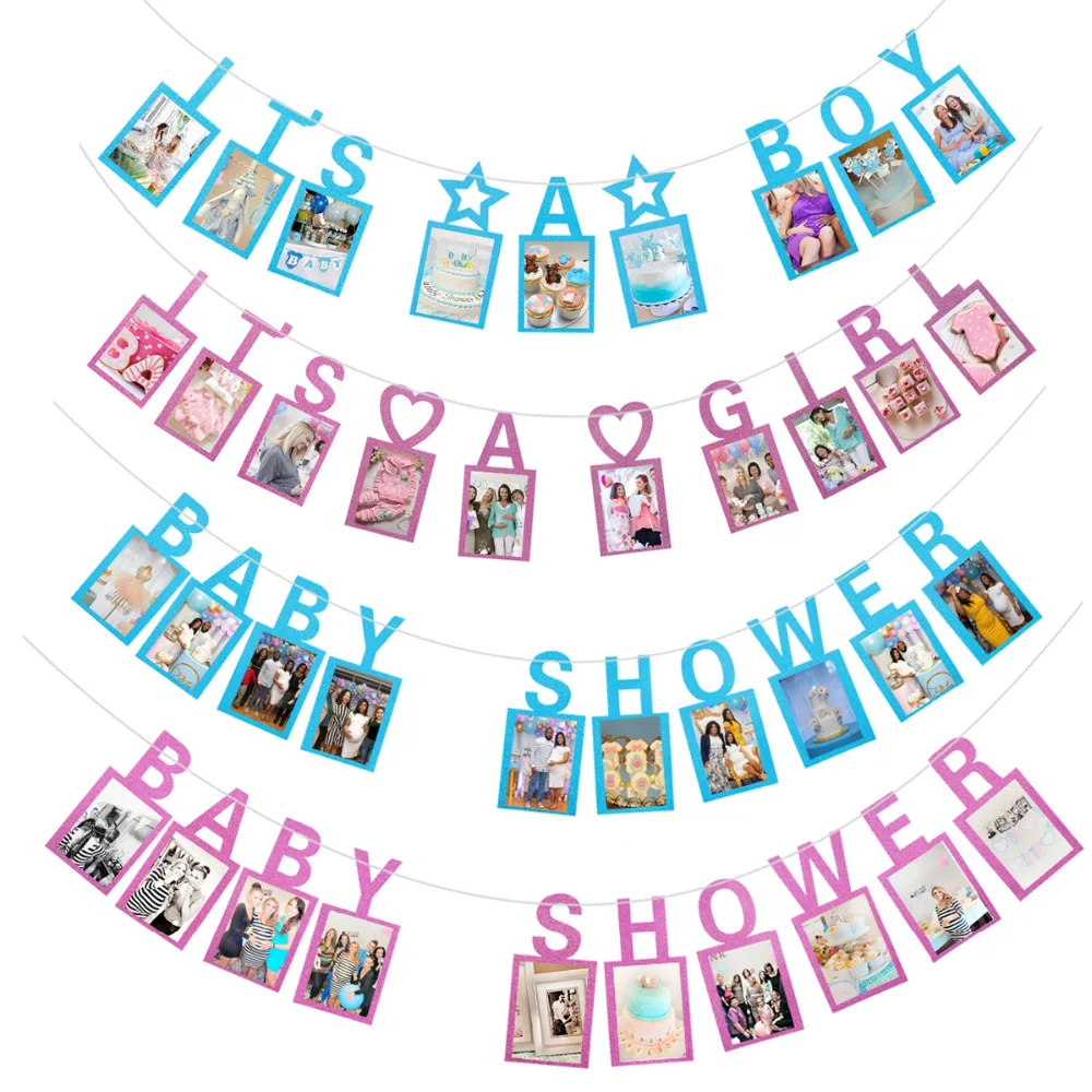 HUIRAN Baby фото плакат Детский набор украшений для душа Oh It's Boy или Girl пол шоу Babyshower