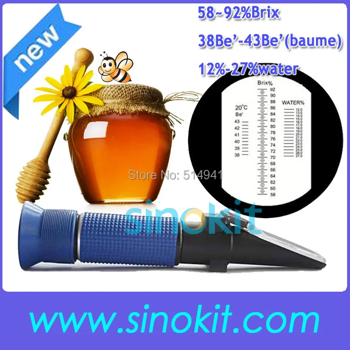 

Free Shipping 12%-27%water Hoeny hand-held 58-92% Brix Plastic Refractometer P-RHB-92TATCBlue