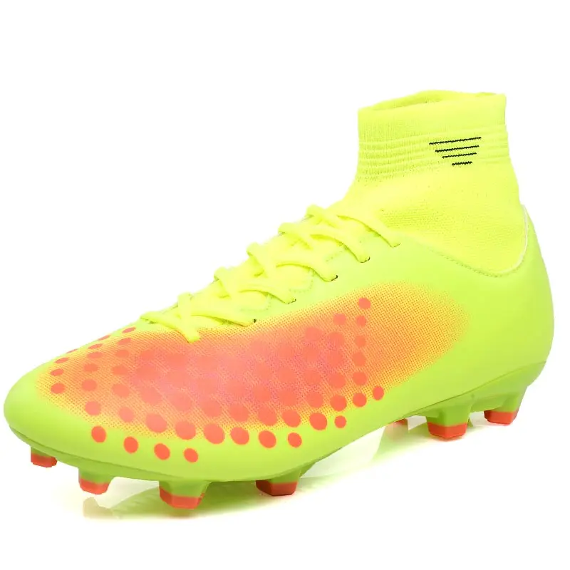 WaterMonkey Fashion Adult Soccer Shoes Outdoors Grass Soccer Boot Long Spike Football Shoes Cleats Shoes High Top Football Boots