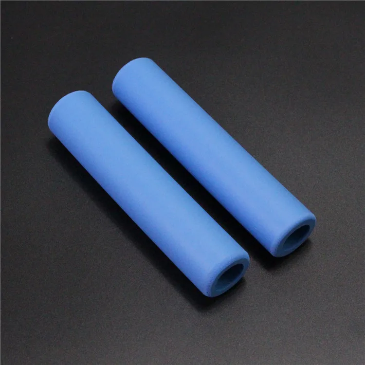 1 пара набор руля кремнезема супер мягкий гелевый поролон силиконовая губка противоскользящие ручки для горного велосипеда персонализированные заглушки для руля - Цвет: blue