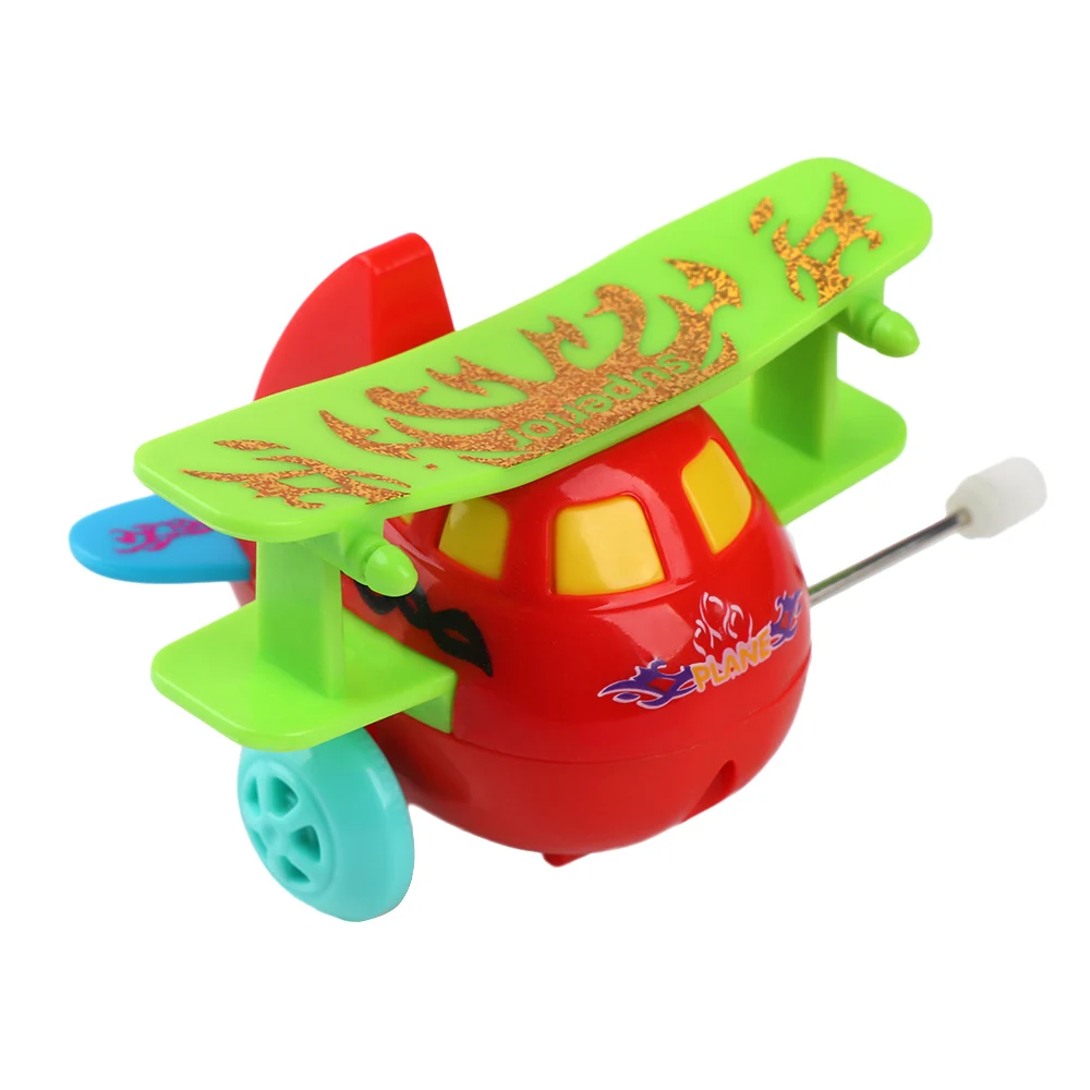 Забавный самолет для малышей игрушки экологические материалы цветной яркий Запуск Заводной случайный цвет летательный аппарат заводная игрушка
