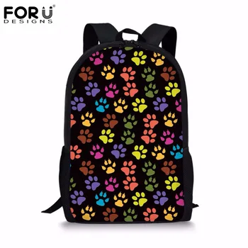 

FORUDESIGNS Kids School Bags Colorful Cat Claw Printing Canvas Children's Backpack Schoolbags Book Bags for Teen Girls Boys Bags
