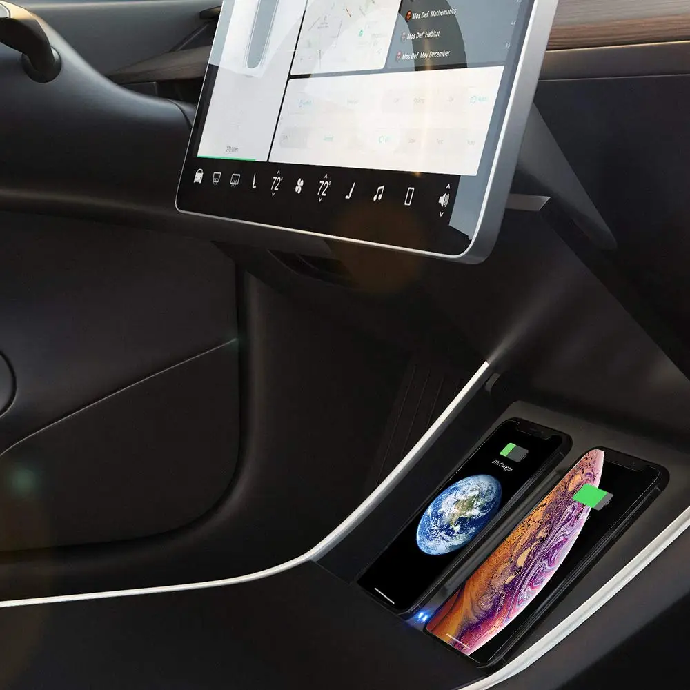 Tesla модель 3 Беспроводная зарядная площадка для телефона Двойные телефоны