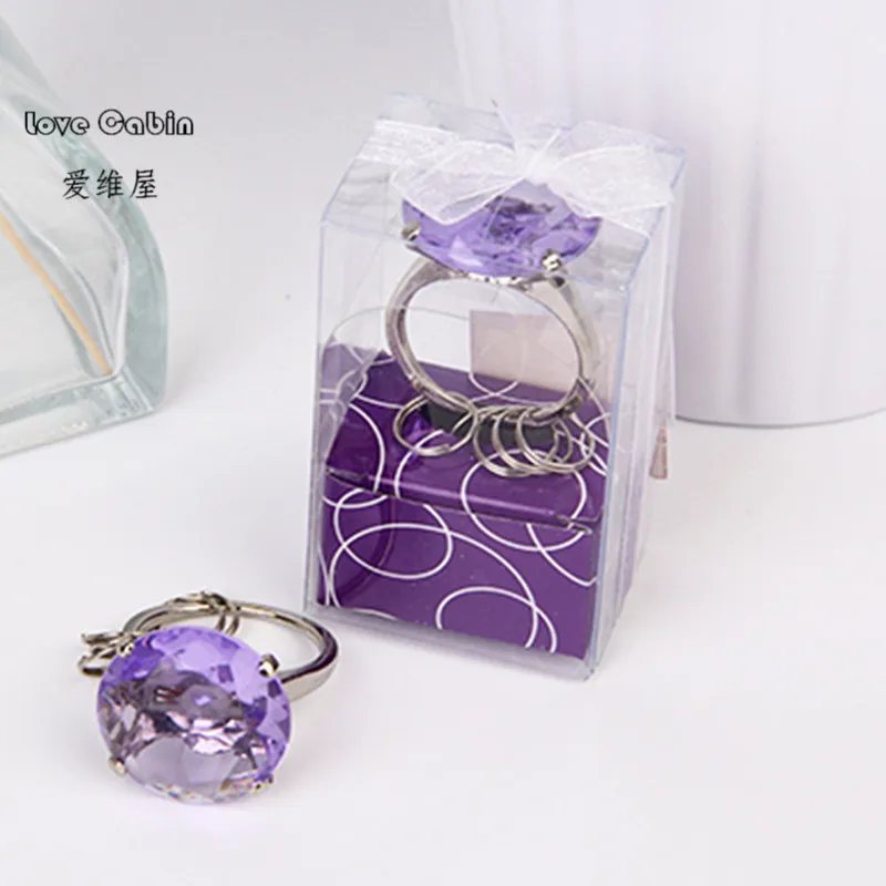 Wedding gift Diamond ring shape keychain Key accessories wedding favors and gifts for guest married Favors 50pcs, pop keychain toys