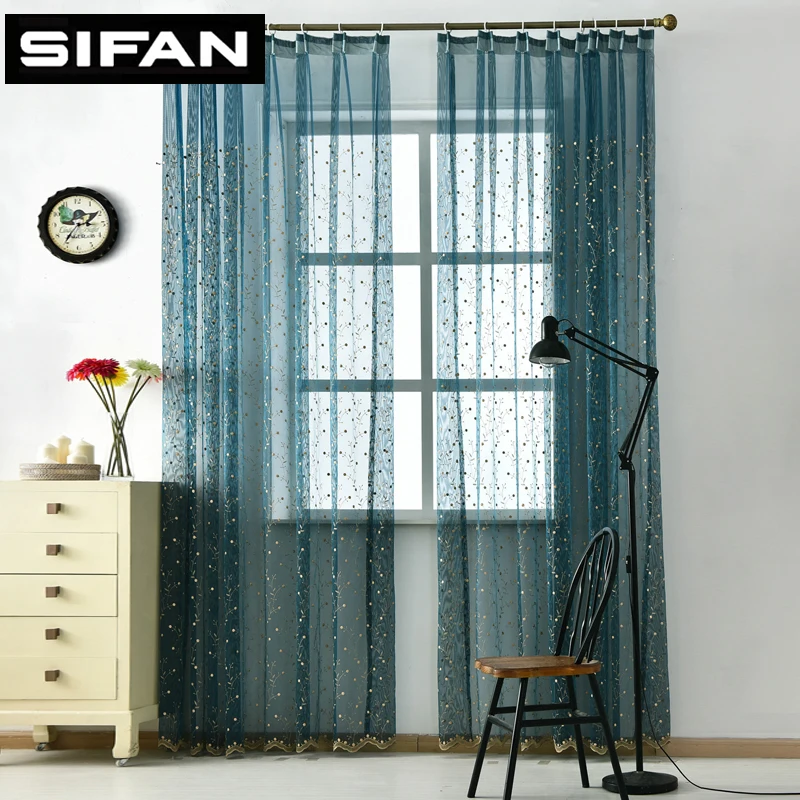 

New Cherry Tree 3D Embroidered Window Sheer Curtains for Living Room the Bedroom Kitchen Finished Windows Tulle Curtain