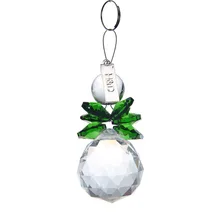 2PCS Clear Green 30mm Glass Crystal Ball Christmas Snowman Hanging Pendants Suncatcher Chandelier Part Prism Tree
