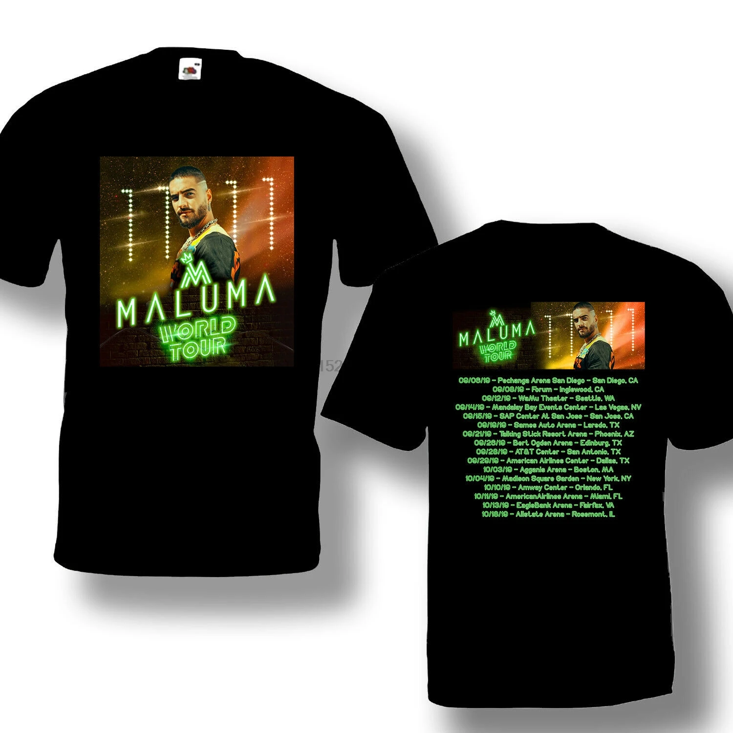 

Maluma Tour 2019 Tshirt Black Short Sleeve size Ready S-3XL New Sale