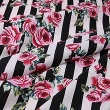 Ткань с принтом розы и в полоску, хлопковая ткань для женщин, детская одежда, платье Шитье «сделай сам» материал хлопок поплин tissus