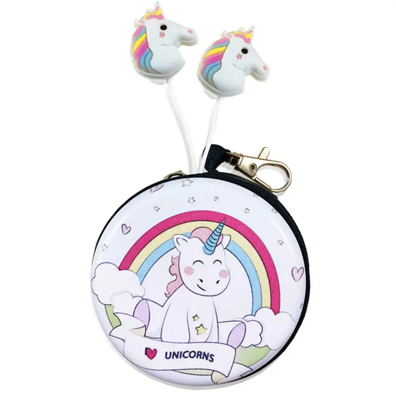 Мультяшные наушники с единорогом, разноцветные радужные наушники-вкладыши с изображением лошади, чехол, наушники с микрофоном для смартфона Xiaomi, подарки для детей