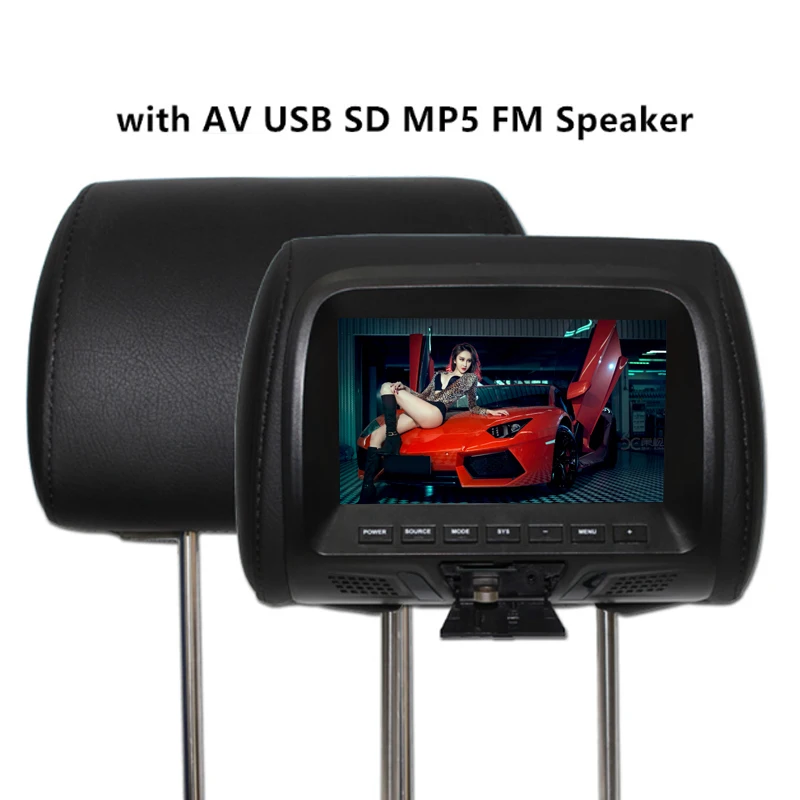 

Car Headrest Monitor 7inch TFT LED Screen Pillow Monitor General Beige/Gray/Black Color Support AV/USB/SD MP5 Player FM Speaker