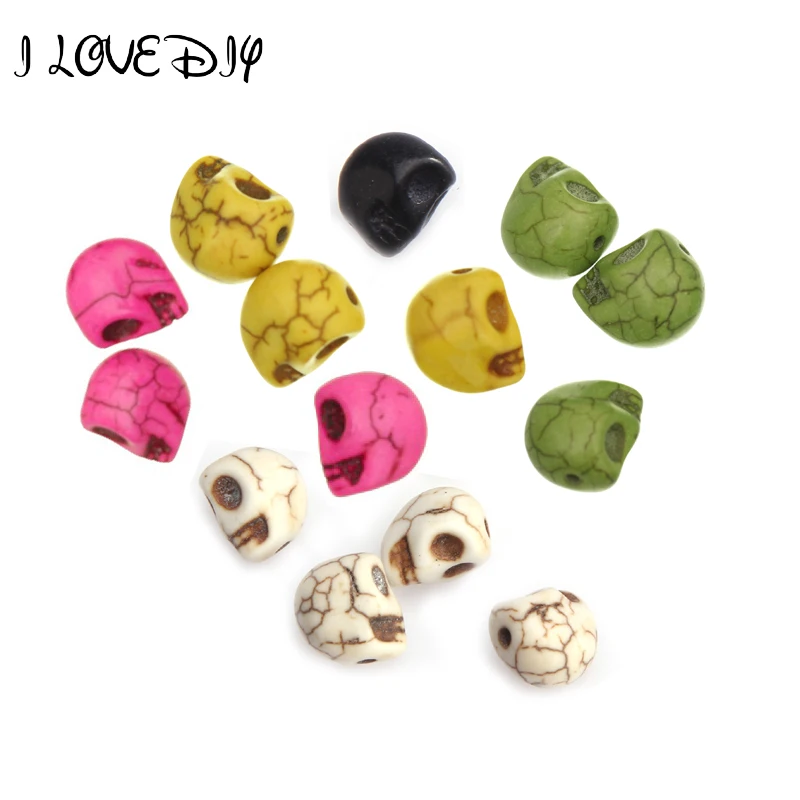 

20pcs Manmade Skull Bead Howlite Stone Charm for Bracelets Jewelry Making 10mm (yiwu)