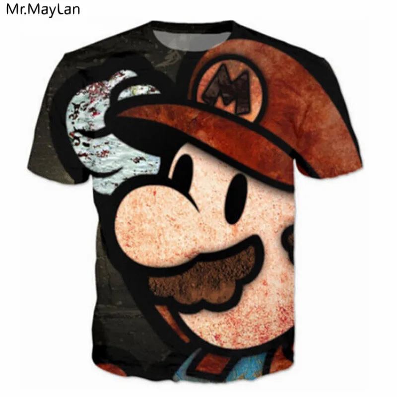 Vintage Super Mario T Shirts Tees Women Men Cute Cartoon 3D t shirt