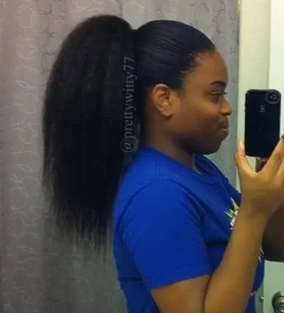 Black Women Ponytail Hairstyle Clip In Kinky Straight Coarse Yaki