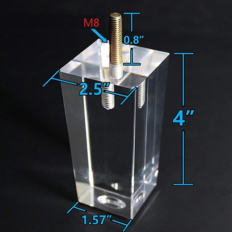 4 шт. 4/4. 7 дюймов мебельные ножки для стола M8 акриловые ножки для мебели 100/120 мм кофейные чайные барные стулья
