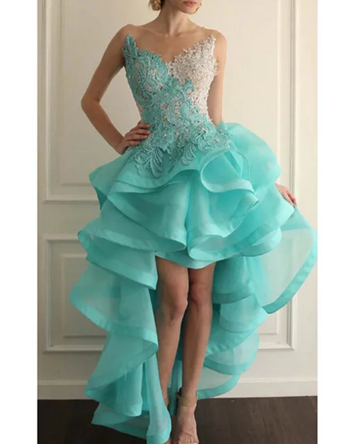 Sexy Turquesa Blanco Alto Bajo Ruffles Prom Vestidos De Encaje De Organza Vestidos De Noche Vestido De Fiesta 2016 Vestidos De Fiesta P12 Ruffled Prom Dresses Evening Dress Rufflesparty Homecoming Dresses Aliexpress