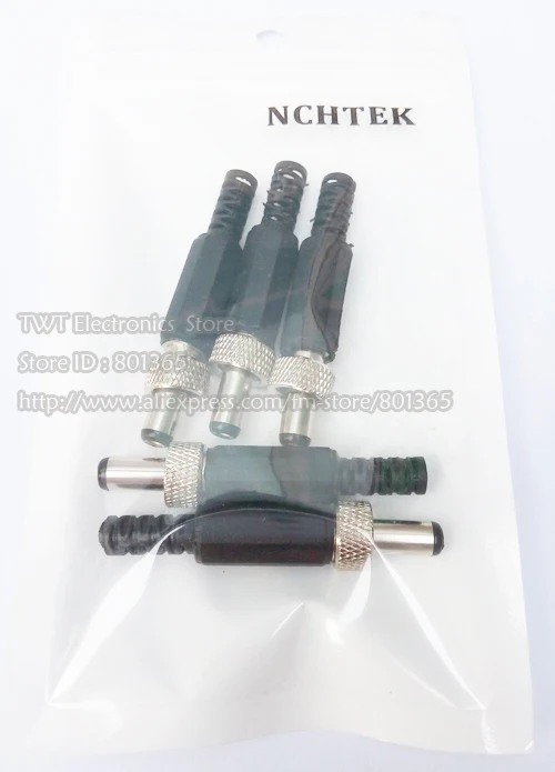 

NCHTEK Lockable DC Power Male Plug 5.5x2.1mm Socket Adapter Connector With Screw Nut Locking For Cable/Free shipping/4PCS