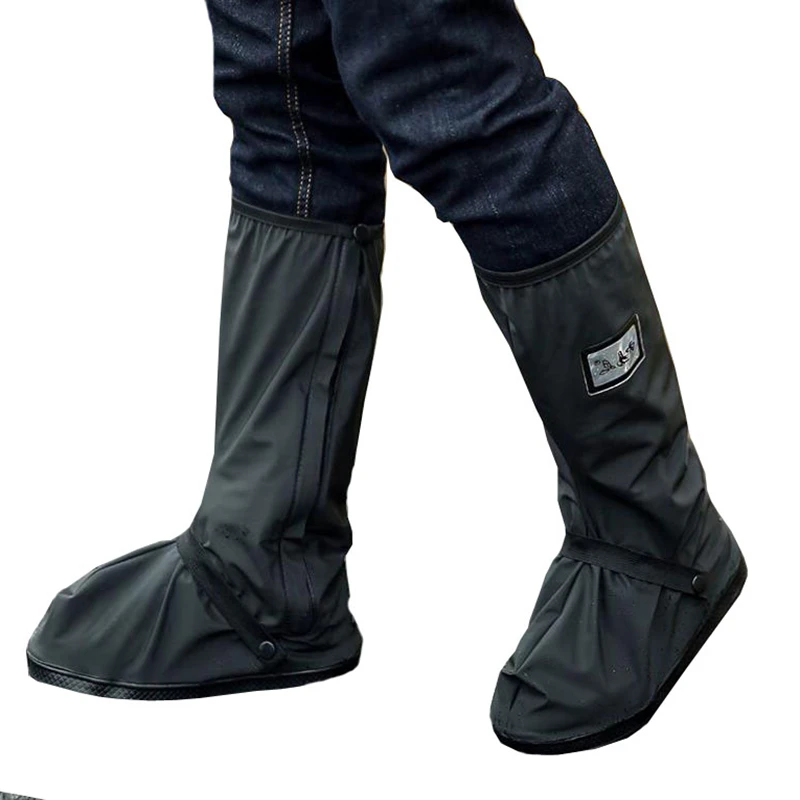 

Plastic Rainproof Shoe Cover Riding Outdoor Waterproof Shoes Cover Non-Slip Thickening Bottom Black and White High Tube Color