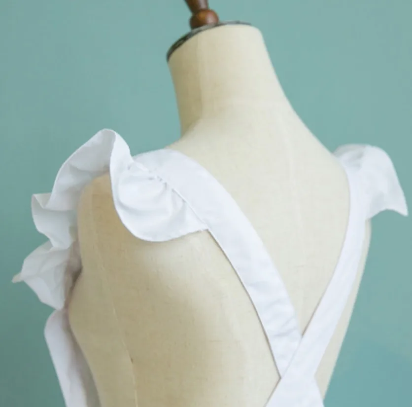 MagiDeal Victorian Style Japanese Style Elegant Victorian Pinafore Apron Maid Lace Smock Costume Ruffle Cute Pockets White