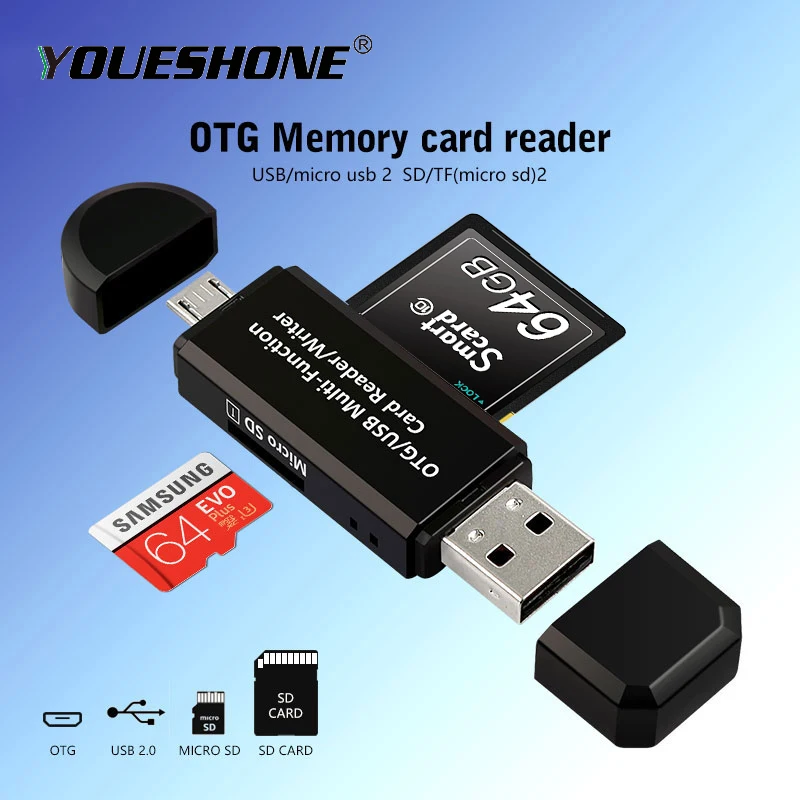 

Newest Memery Cards Reading Device Micro USB OTG to USB 2.0 Adapter SD Card Reader For Android Phone Tablet PC Free shipping