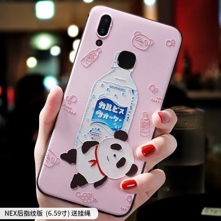 

Chinese panda mineral water Cartoon painting embossed Relief case For VIVO NEX X23 cover FOR X21i X21 CASE