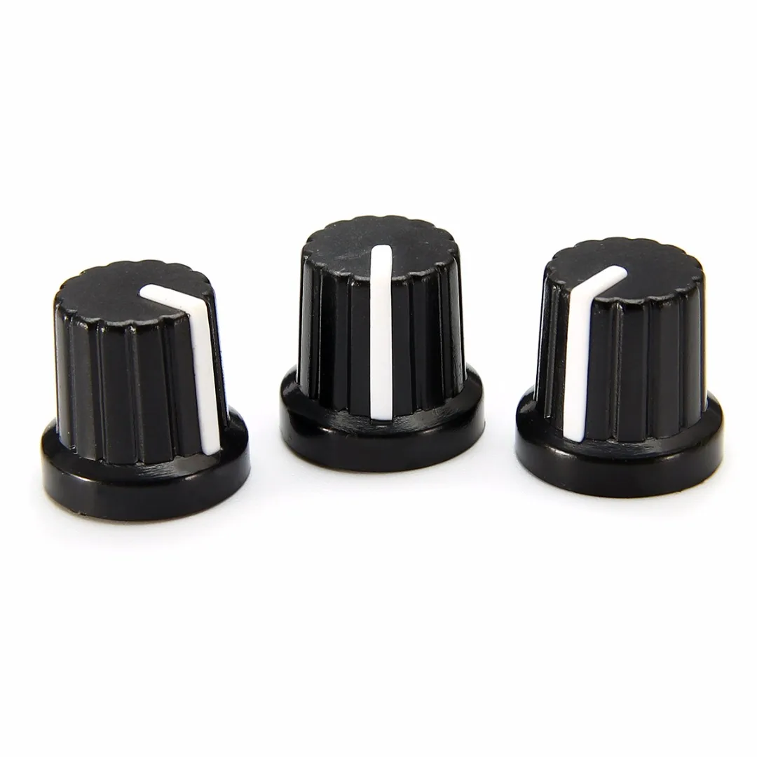 Perilla potenciómetro Agujero Eje 6 mm 20 X 15 mm empuje de plástico blanco Control de sonido