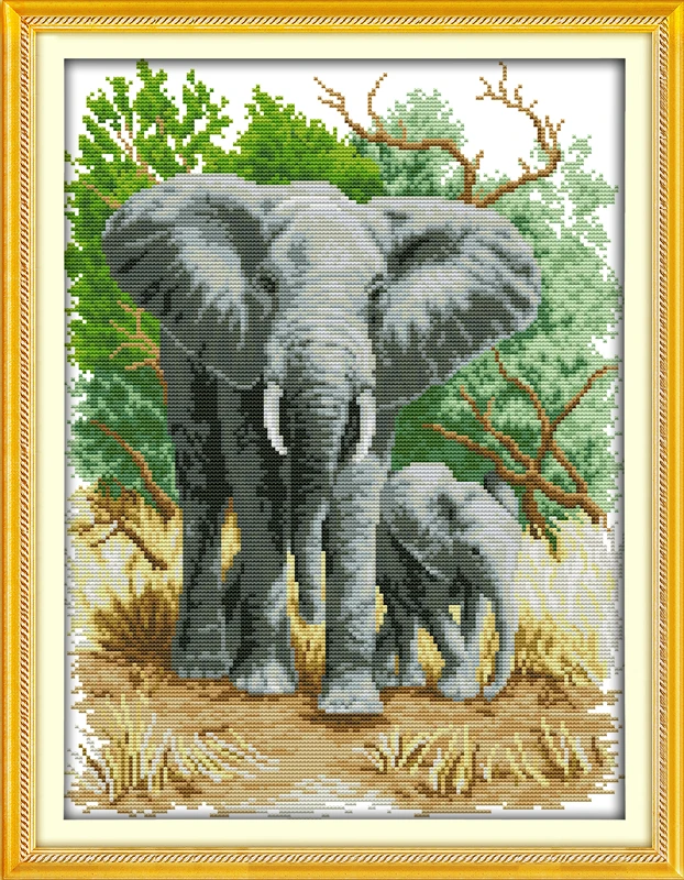 

The elephant mother and son (1),counted printed on fabric DMC 14CT 11CT Cross Stitch kits,embroidery needlework Sets, Home Decor