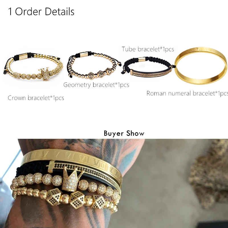 Hot Sale Classical Handmade Braiding Bracelet Gold Hip Hop Men Pave CZ Zircon Crown Roman Numeral Bracelet Luxury Jewelry Hot Sale Classical Handmade Braiding Bracelet Gold Hip Hop Men Pave CZ Zircon Crown Roman Numeral Bracelet Luxury Jewelry