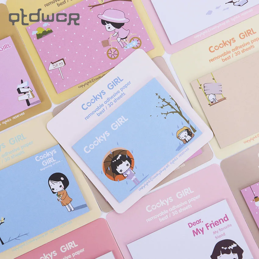 

Kawaii Girl Series Memo Pads Stickers Sticky Notes Writing Paper Notepad Work Plan Notebook