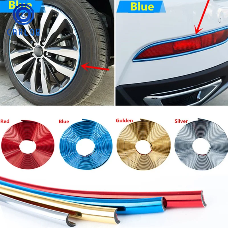 

CARLOB Universal Flexible Car Sticker Chrome Trim Wheel Hub Protector Grille Headlight 4M For VW BMW Audi Honda Suzuki Yamaha