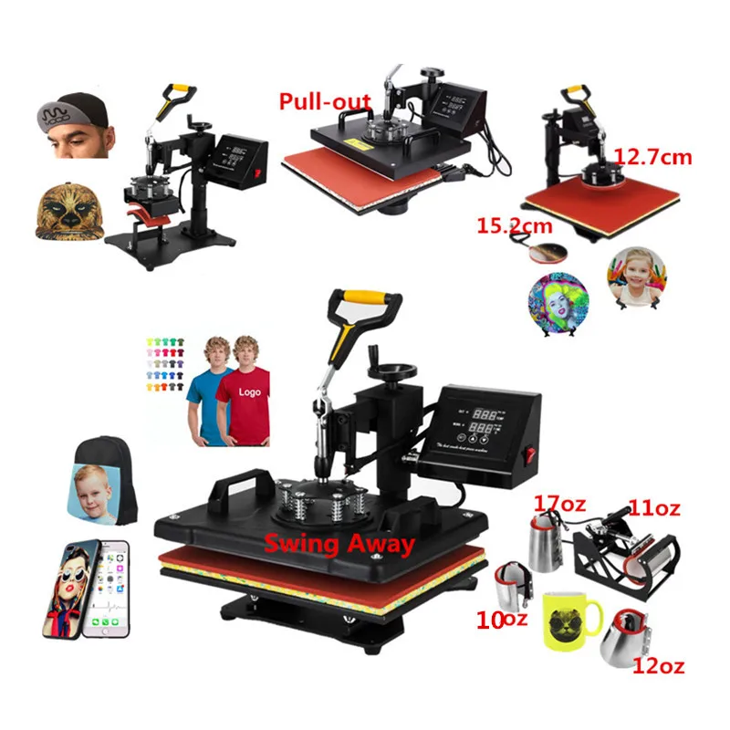 Newest Condition 8 in 1 Combo Heat Press Machine Sublimation Heat Press Heat Transfer Machine T
