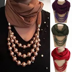 Новинка 2019, ожерелье с жемчужной цепочкой, женский шарф для женщин, ювелирные изделия, шарфы, шарф, платок для женщин