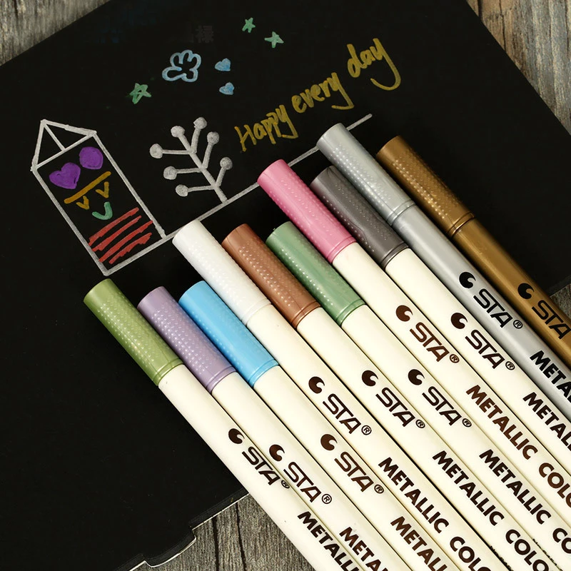 20PcsPackNewStationeryBlackPaperPenDiyPenBlackCardPaintPen