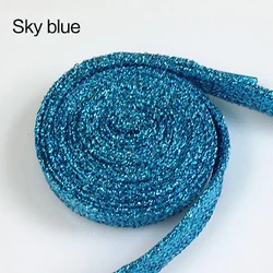 Shiny Glitter Gold and Silver Colorful Shoelaces - 16 Vibrant Colors (Sky blue)