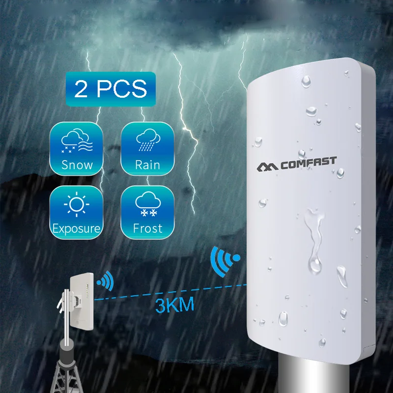 

2Pcs COMFAST Outdoor WIFI CPE 300Mbps 5.8Ghz Mini Wireless AP Bridge Access Point 11dBi WI-FI Antenna 802.11a/an Nanostation
