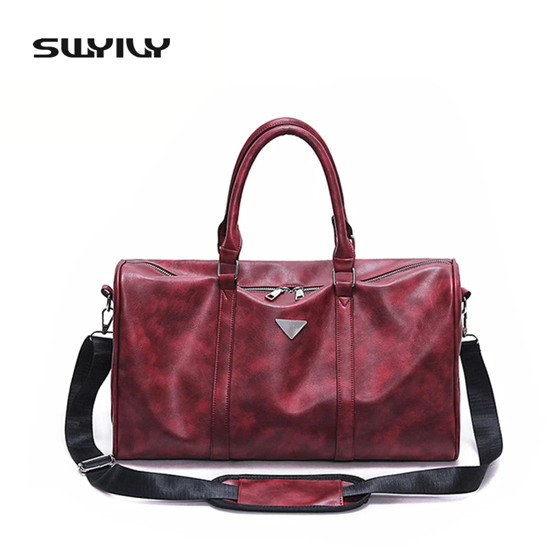 2017 New PU Waterproof Women Gym Bag Big Capacity Traveling Sports Bag For Men Black Red Shoulder Luggage Bag Big Size