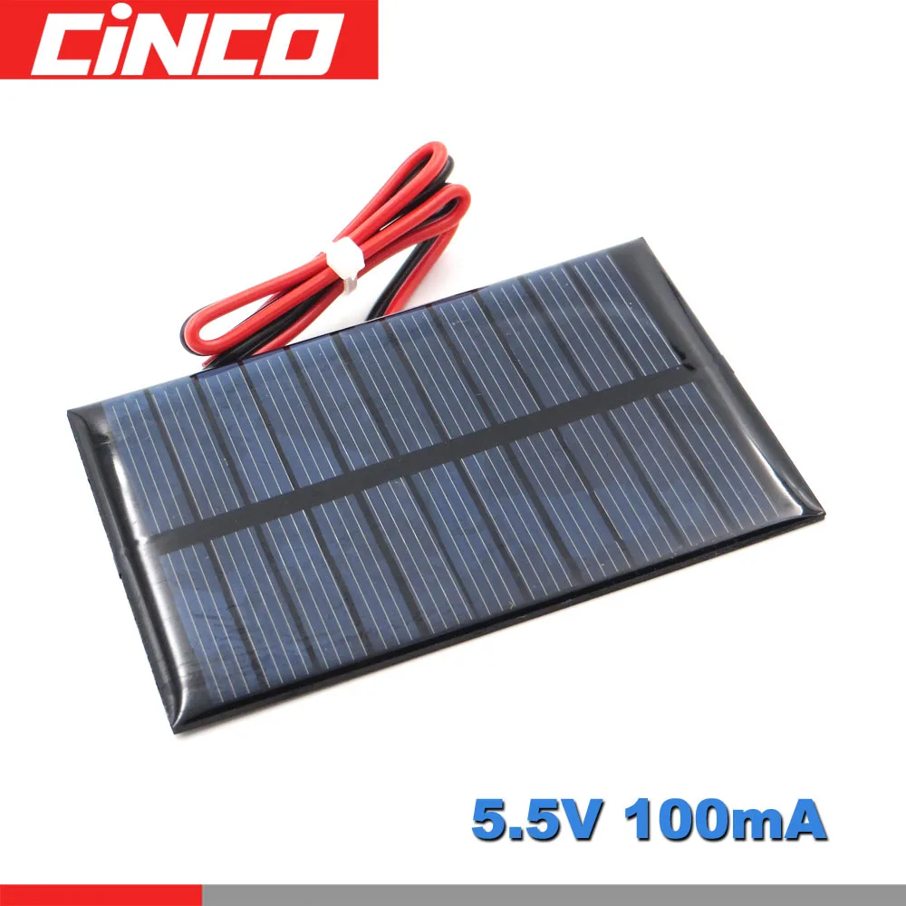

Poly Panel Solar monocrystalline Silicon 5.5V 100mA with 30cm extend cable DIY Battery Charger Module Mini Solar Cell wire toy