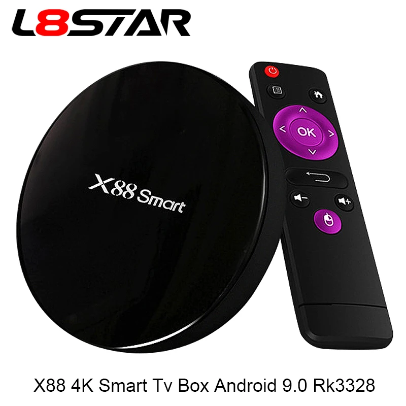 

L8star X88 Smart Tv Box Android 9.0 Rk3328 Quad Core 4Gb 32Gb Tv Receiver 2.4G Wifi 4K H.265 Media Player IPTV Set Top Box