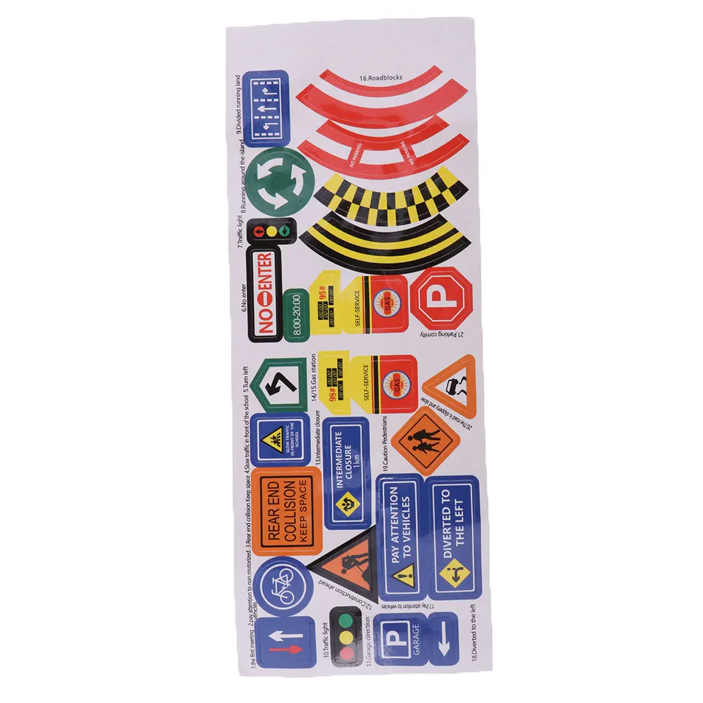 28pcs/pack Plastic Traffic Signs Road Sign Miniatures Kids Educational Toy