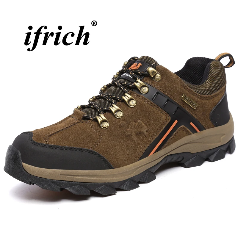 

Man Hiking Shoes Brown Army Green Mountain Shoes Man Autumn Winter Male Tactical Sneakers Rubber Sole Non Slip Climbing Shoes