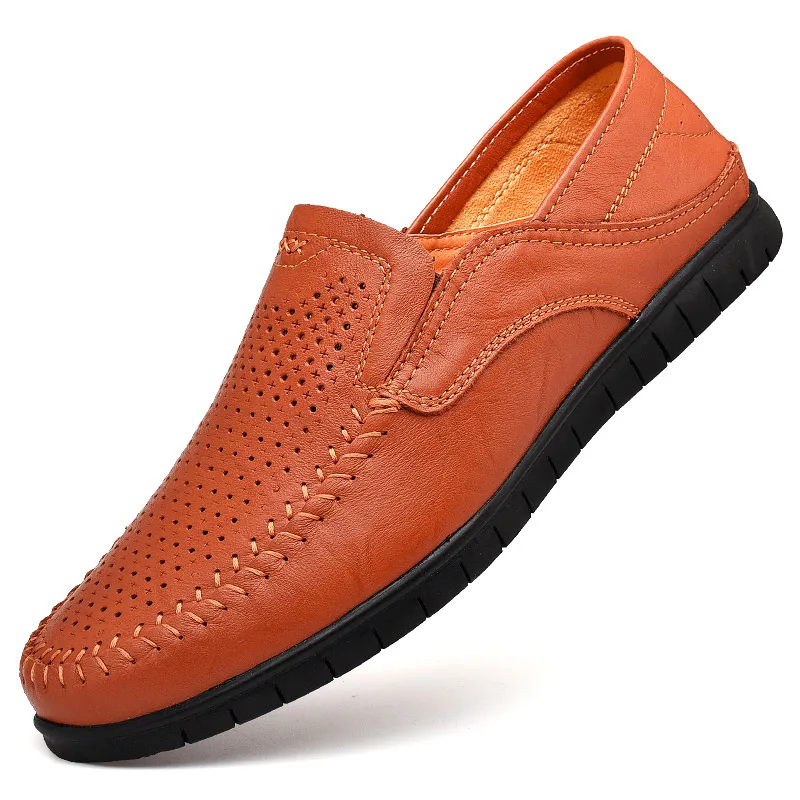 VKERGB/Мужская обувь в горошек; Новинка года; сезон осень-зима; деловая модельная обувь черного цвета в Корейском стиле; Повседневная Студенческая обувь в английском стиле - Цвет: Red Brown PERFORATED