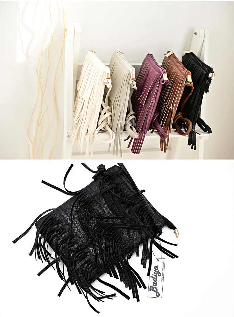 Однотонные мини Модные женские сумки с кисточками, сумка через плечо, женская маленькая сумочка из искусственной кожи, женская сумка на одно плечо для телефона
