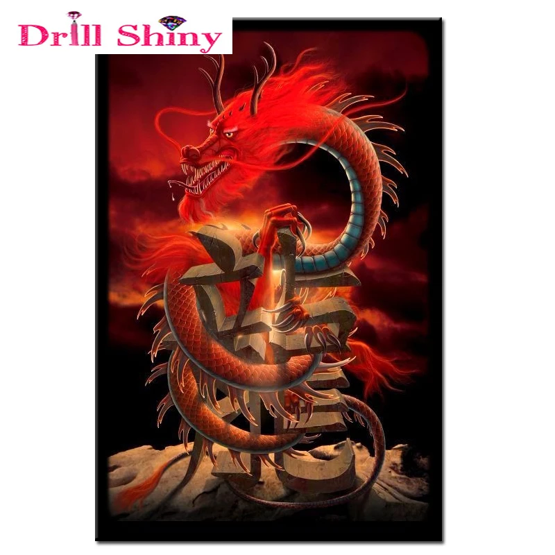 

Embroidery Square Diamond Embroidered Dragon Icons Diamond Rows Mosaic Dragon 5D Diamond Paintings Cross Stitch
