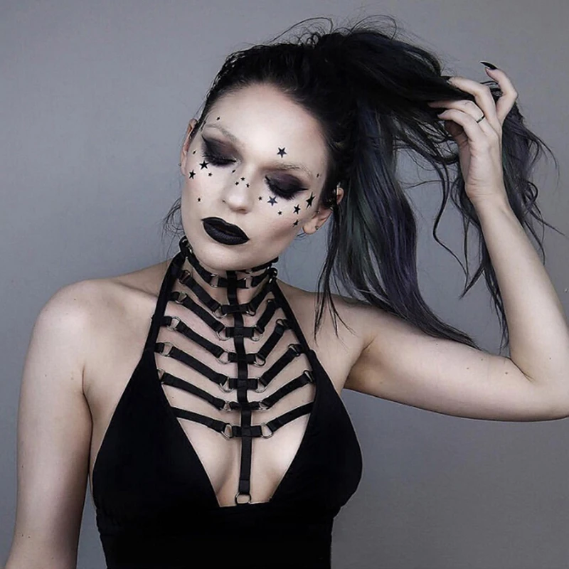 

Party Queen Punk Bandage Body Dress For Women Rave Wear Lingerie Sexy Charming Straps Garter Belt Cupless Bustier Top