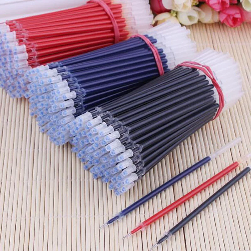 

Fashion 100pcs/lot Neutral ink gel pen refill neutral pen High quality black blue red 0.38mm Replace refill stundent stationery