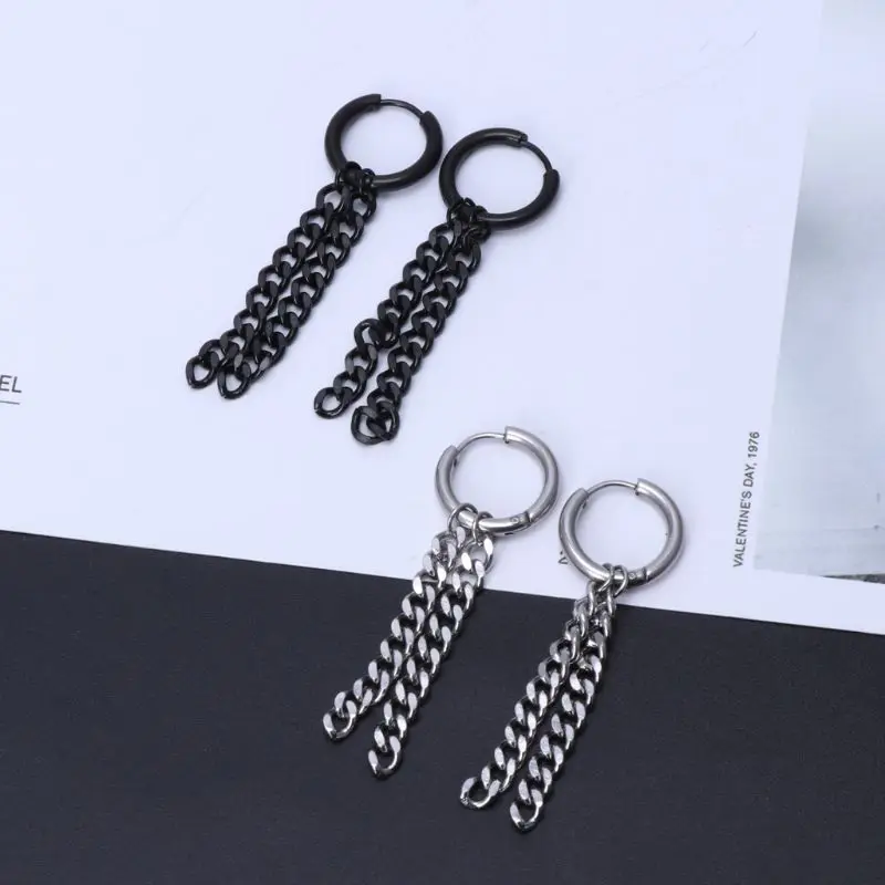

Titanium Double Tassel Chain JIMIN Earring Kpop Korean Jewelry