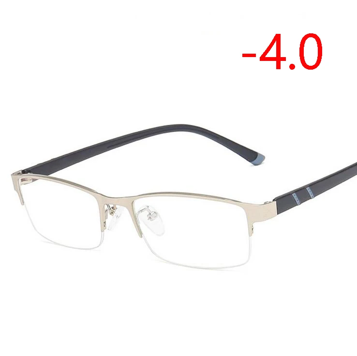 Деловые мужские квадратные очки для близорукости с градусным металлическим 1,56 асферическим объективом рецептурная оптика очки 0-0,5-1,0 To-4,0 - Цвет оправы: Myopia 400