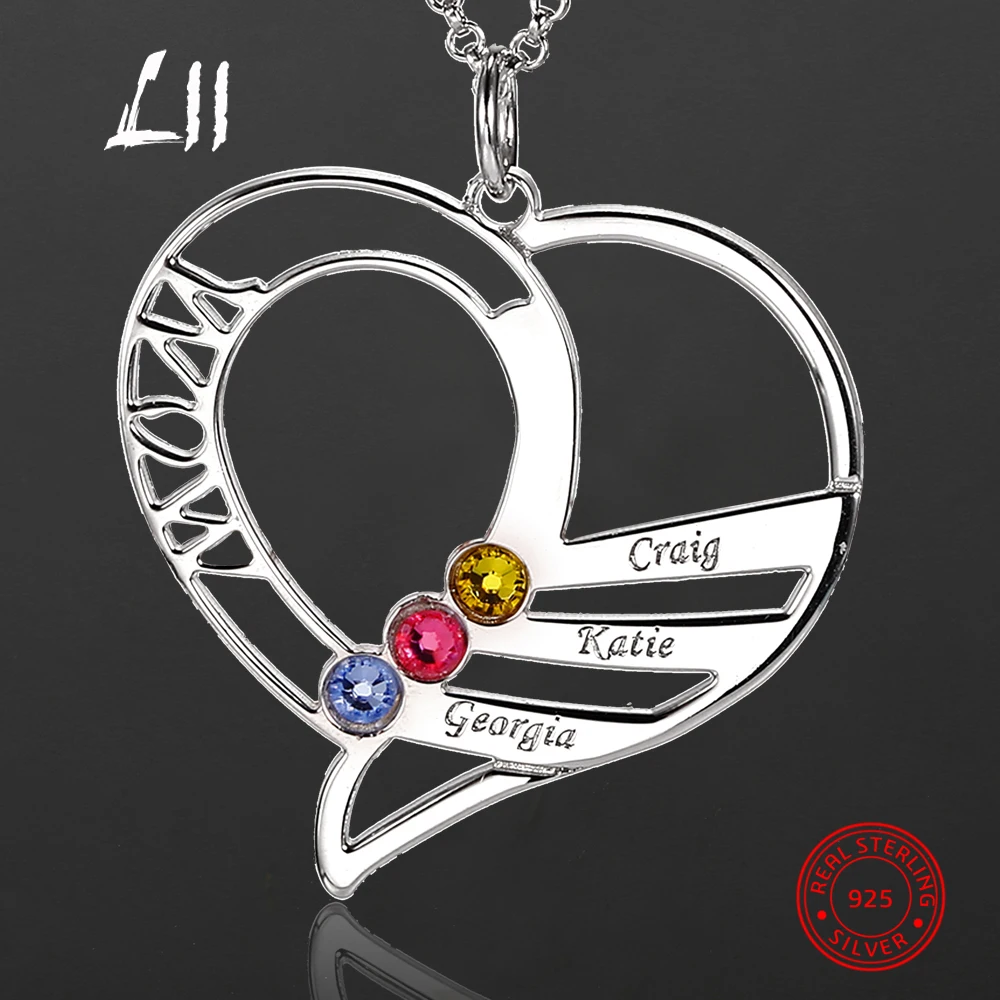 L11 Engraved Custom Names Necklace Personalized Necklace Women 925 Silver Customized Necklace Birthstone Jewelry Family Gift
