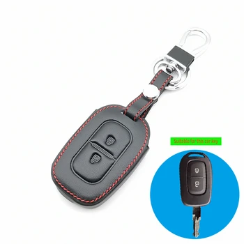 

Leather Car Remote Key Fob Cover Case For Renault kwid Symbol Trafic for Dacia Sandero Logan Duster 2016 2017 2018 2 Button