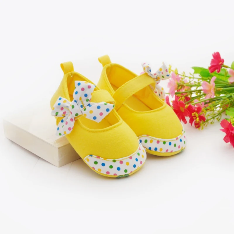 Милый ребенок обувь малыша принцесса детская обувь бантом Firstwalker младенческой мягкая подошва хлопок Prewalkers 0-24 м LH7s