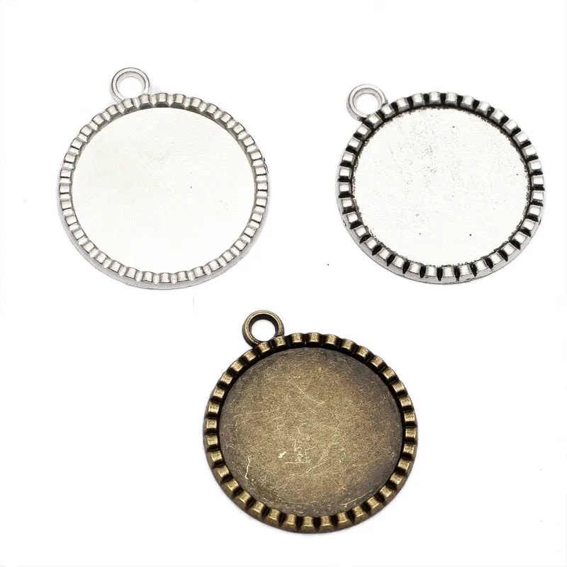 10pcs filigree cameo cabochon 25mm base pendant tray Glass Cabochon Base Setting DIY Jewelry Making Findings Components B | Украшения и